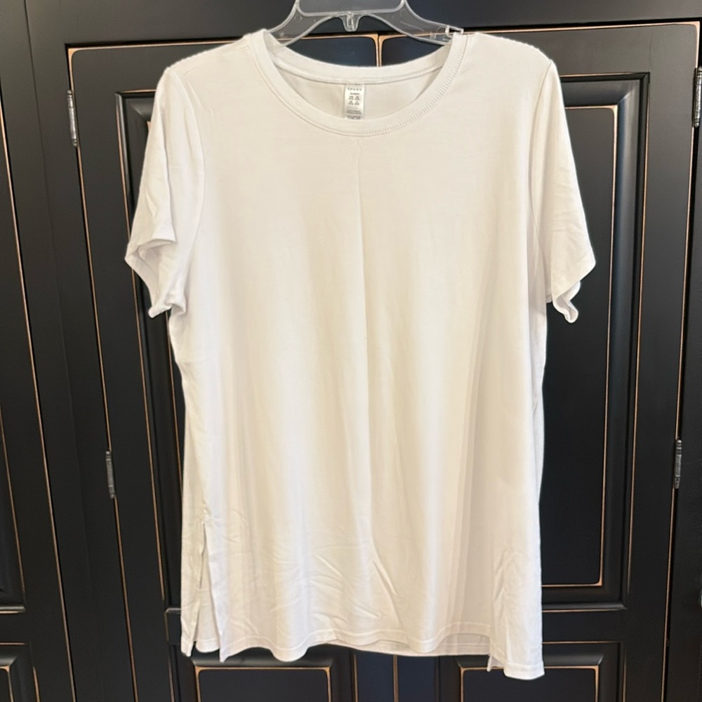 SPANX Size 1X Perfect Length White Short Sleeve Tee